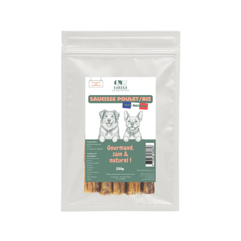 Saucisses de Poulet et Riz pour Chien